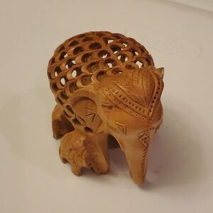 Hand Carved Sandlewood Kadam Elephant Figure